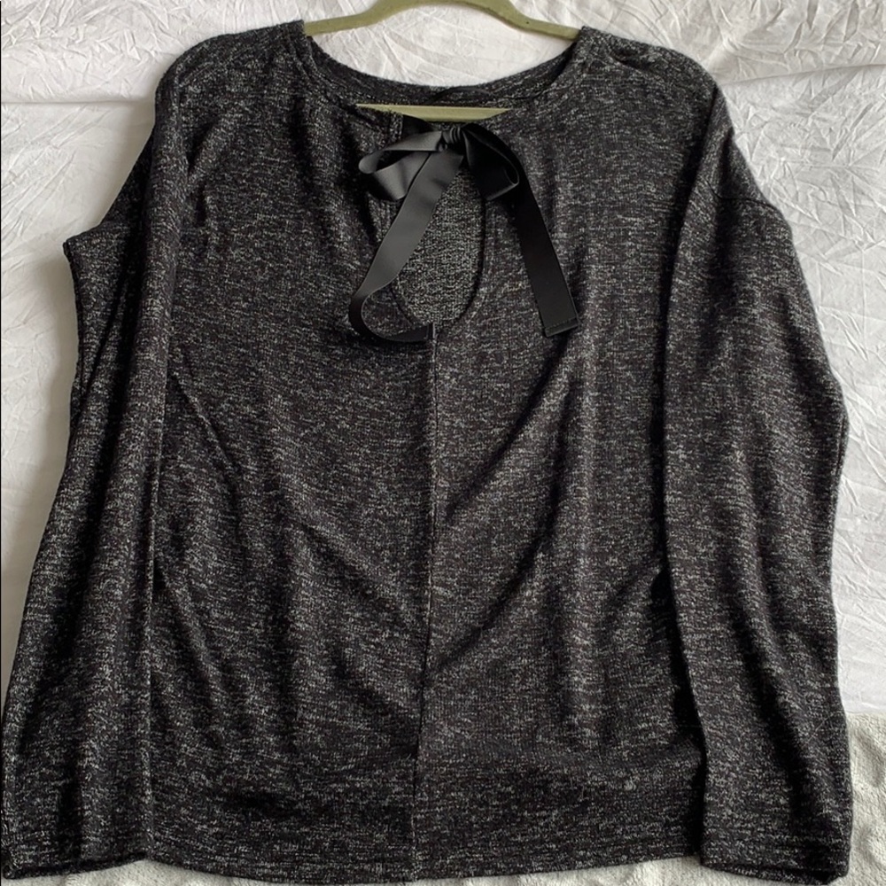 Grey Sweater with Bow Detail On Back